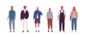 Set of modern male person different ages vector flat illustration. Collection of various man - teenager, old, hipster Royalty Free Stock Photo