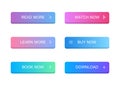 Set of modern material style buttons. Different gradient colors. Modern vector illustration flat style