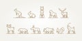 set of modern minimalist line art wild animal logo icon template vector illustration design Royalty Free Stock Photo