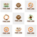 Set of Modern minimalist vector logo of food. Cooking logo Template. Label for design menu restaurant or cafe. Icon Symbol Royalty Free Stock Photo