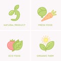 Set modern minimalistic logo and icon of food. Royalty Free Stock Photo