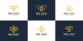 Set of modern monogram bee logo design vector concept collection