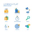 Set of modern office flat design icons and pictograms. Royalty Free Stock Photo