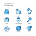 Set of modern office line flat design icons and pictograms. Royalty Free Stock Photo