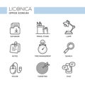 Set of modern office line flat design icons and pictograms. Royalty Free Stock Photo