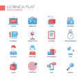 Set of modern office line flat design icons and pictograms. Royalty Free Stock Photo