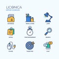 Set of modern office thin line flat design icons Royalty Free Stock Photo