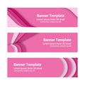 Set of modern pink horizontal vector banners in a material design style. Can be used as a business template or in a web design