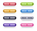 Set of modern read more buttons with shadows for web site interface.