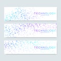 Set of modern scientific banners. Modern futuristic virtual abstract background molecule structure for medical