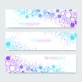Set of modern scientific banners. Modern futuristic virtual abstract background molecule structure for medical