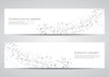 Set of modern scientific banners. Molecule structure DNA and neurons. Abstract background. Medicine, science, technology, business