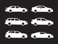 Set of modern shapes and Icons of Cars. Vector Illustration. Royalty Free Stock Photo