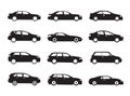 Set of modern shapes and Icons of Cars. Vector Illustration. Royalty Free Stock Photo