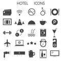 Set of modern signs and icons for illustrating hotel services and amenities Royalty Free Stock Photo