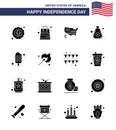 Set of 16 Modern Solid Glyphs pack on USA Independence Day ice cream; bag; shop; money; usa Royalty Free Stock Photo