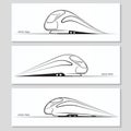 Set of modern speed train silhouettes and contours