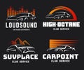 Set of modern sports car and SUV logo and emblems. Royalty Free Stock Photo