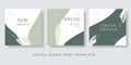 Set modern square green elegant color editable social media banner template. Fashion and lifestyle blog templates, web banners, Royalty Free Stock Photo