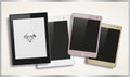 Set of modern stylish tablets in different colors