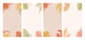 Set of modern summer story template design in pastel earthy colors. Vertical banner with Abstract geometrical shapes and