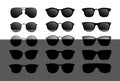 Set of modern sun glasses. Glasses with black glass Royalty Free Stock Photo