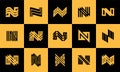 Set of modern technology letter N logo design. Simple line initial N logo bundle Royalty Free Stock Photo