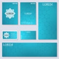 Set of modern templates for brochure, flyer, visit cards and banner.