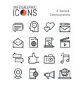 Set of modern thin line soial icons Royalty Free Stock Photo