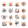 Set of modern thin line icons for web and mobile applications. Vector illustration Royalty Free Stock Photo