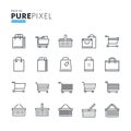 Set of modern thin line pixel perfect icons of shopping, e-commerce