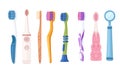 Set of modern toothbrush with plastic handle vector illustration isolated on white background Royalty Free Stock Photo