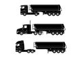 Modern truck silhouettes with tipper semi trailer.