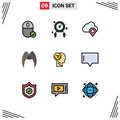 Set of 9 Modern UI Icons Symbols Signs for activity, male, cloud, movember, moustache