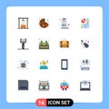 Set of 16 Modern UI Icons Symbols Signs for agriculture, peeler, milk, kitchenware, report