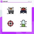 Set of 4 Modern UI Icons Symbols Signs for ai, shooting board, shopping, night, battery