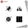 Set of 4 Modern UI Icons Symbols Signs for antenna, computer, satellite dish, dope, fan Royalty Free Stock Photo