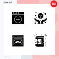 User Interface Pack of 4 Basic Solid Glyphs of app, http error, delivery, package, coffee