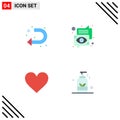 Set of 4 Modern UI Icons Symbols Signs for arrow, heart, left, communication, like