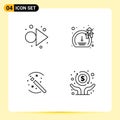 Set of 4 Modern UI Icons Symbols Signs for arrow, magic, meter, growth, economic