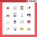 Set of 16 Modern UI Icons Symbols Signs for auto, human, education, head, earth