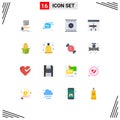 Set of 16 Modern UI Icons Symbols Signs for autumn, develop, film editing, coding, app