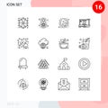 Set of 16 Modern UI Icons Symbols Signs for autumn, sync, cell, link, communication