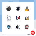 Set of 9 Modern UI Icons Symbols Signs for back, arrows, start, convert, finance