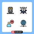 Set of 4 Modern UI Icons Symbols Signs for back, male, transportation, profile, user