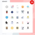 Set of 25 Modern UI Icons Symbols Signs for badge, lock, check, cloud, biscuits