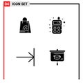 Set of 4 Modern UI Icons Symbols Signs for bag, finish, shopping, toy, education Royalty Free Stock Photo
