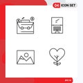 Set of 4 Modern UI Icons Symbols Signs for bag, landscape, dollar, device, photographer Royalty Free Stock Photo