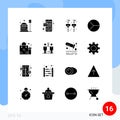 Set of 16 Modern UI Icons Symbols Signs for bag, pie, custom earrings, graphical, chart Royalty Free Stock Photo