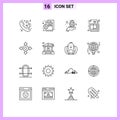 Set of 16 Modern UI Icons Symbols Signs for bank, invoice, setting, ecommerce, care